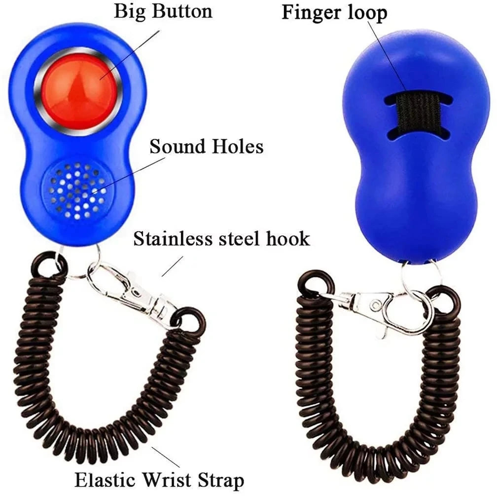 Pet Training Clicker with Finger Loop and Wrist Band