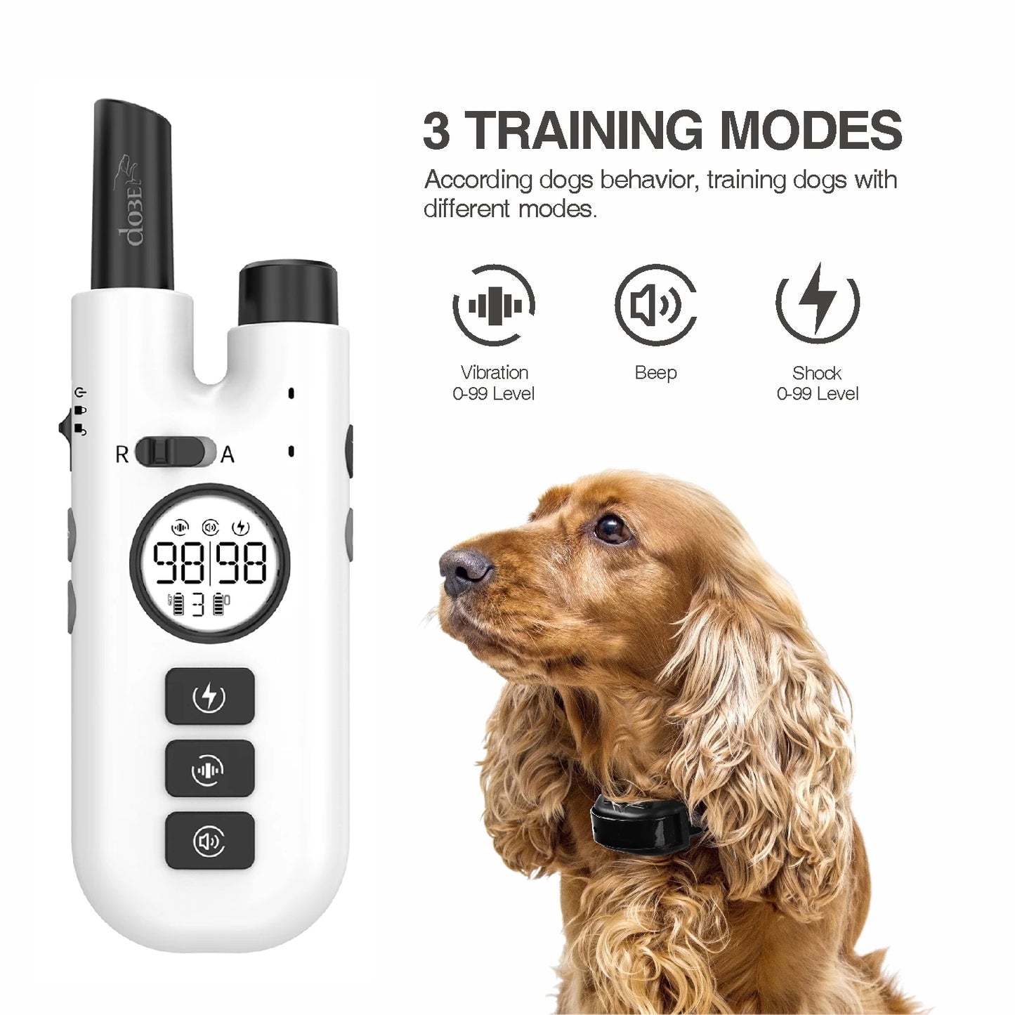 Waterproof Electric Dog Training and Anti-Bark Collar with 2-in-1 Remote Control