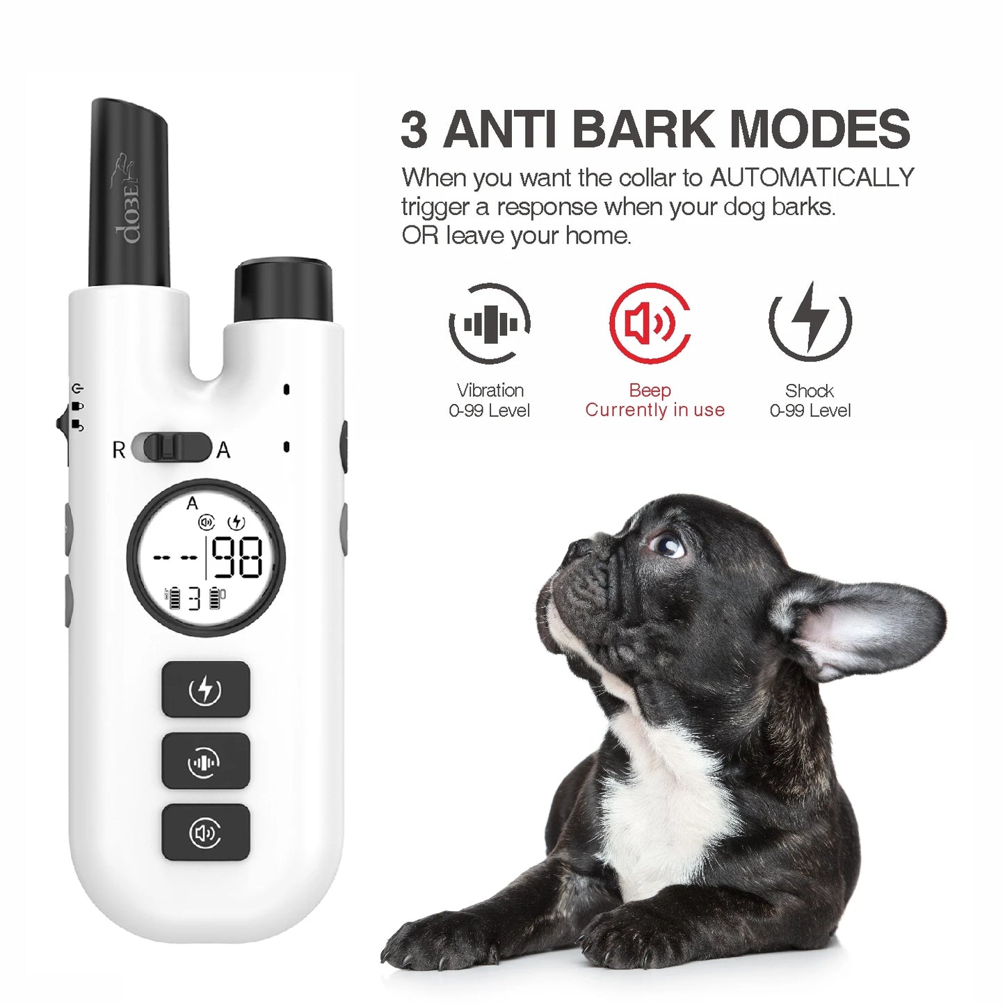 Waterproof Electric Dog Training and Anti-Bark Collar with 2-in-1 Remote Control