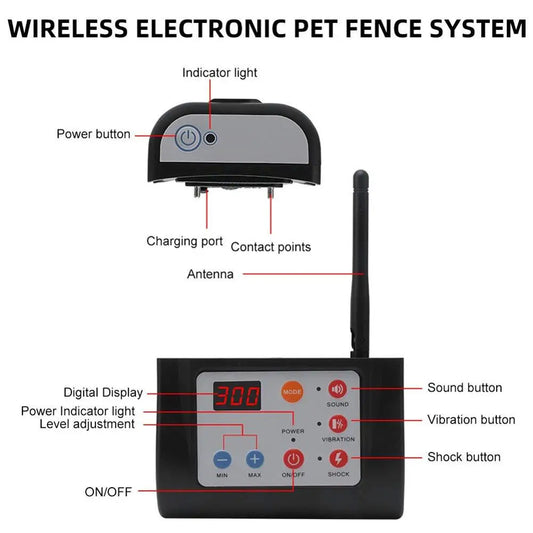 2-in-1 Wireless Electric Pet Dog Fence with 4 Working Modes and Rechargeable Waterproof Collar