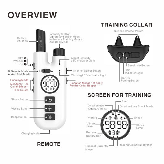 2-in-1 Dog Training and Automatic Bark Control Collar with Remote (3 Collar Pack)