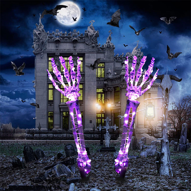 LED Light-emitting Skeleton Skull and Hand Halloween Garden Decoration