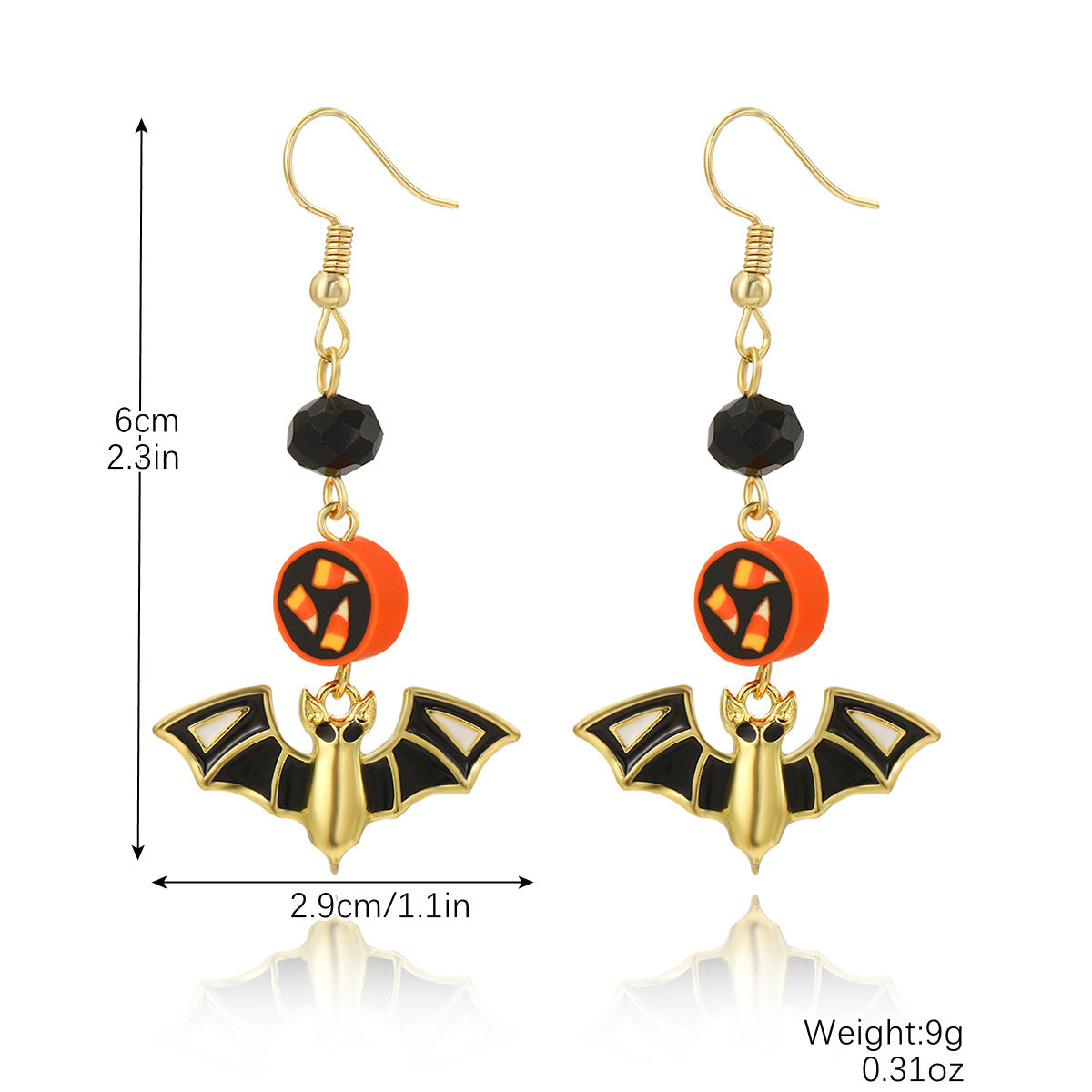 Halloween Pumpkin Skull Bat Earrings Set