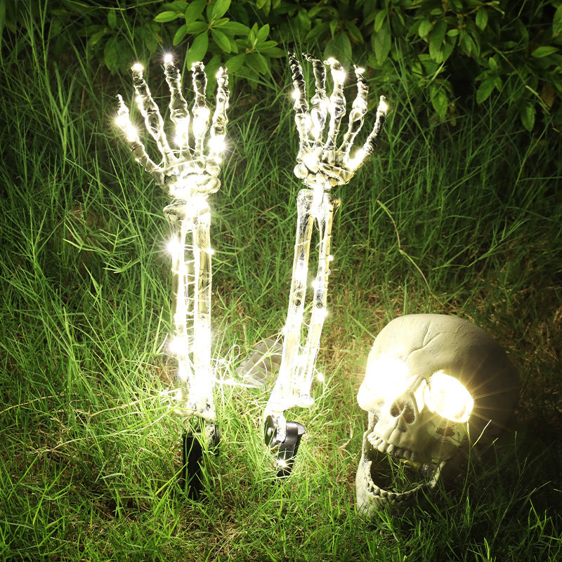 LED Light-emitting Skeleton Skull and Hand Halloween Garden Decoration