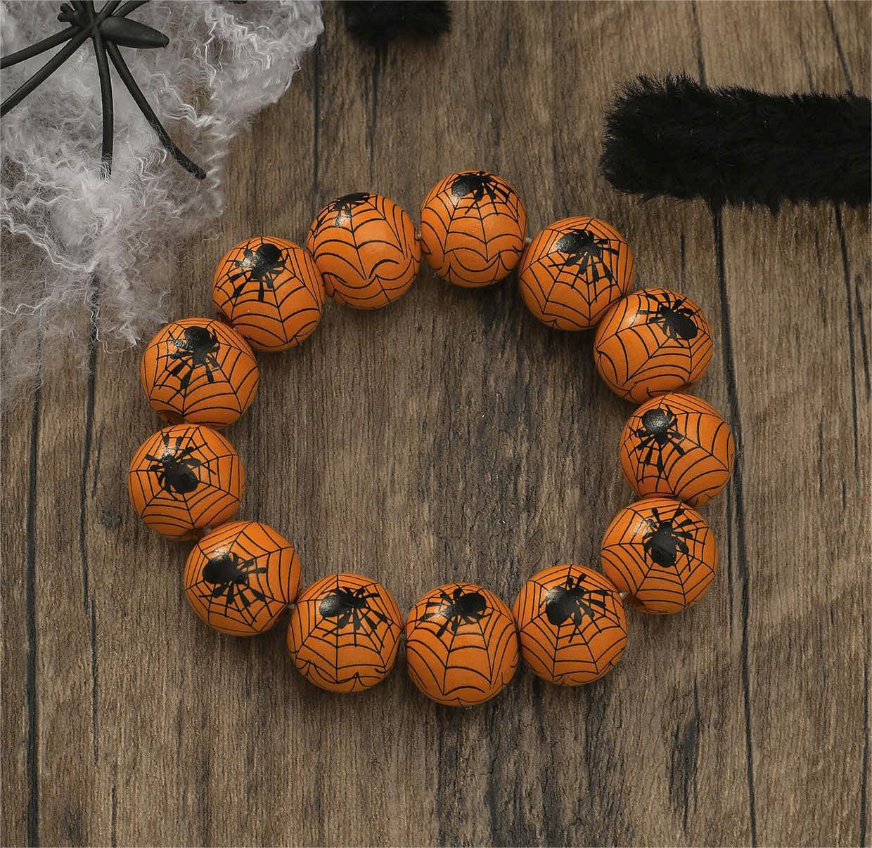 Personalized Fashion Pumpkin Spider Printed Beaded Bracelet