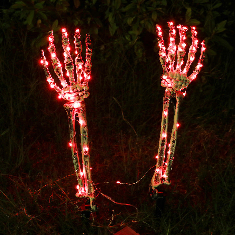 LED Light-emitting Skeleton Skull and Hand Halloween Garden Decoration