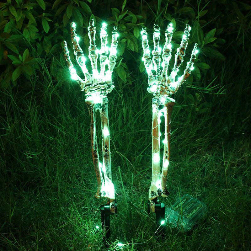 LED Light-emitting Skeleton Skull and Hand Halloween Garden Decoration