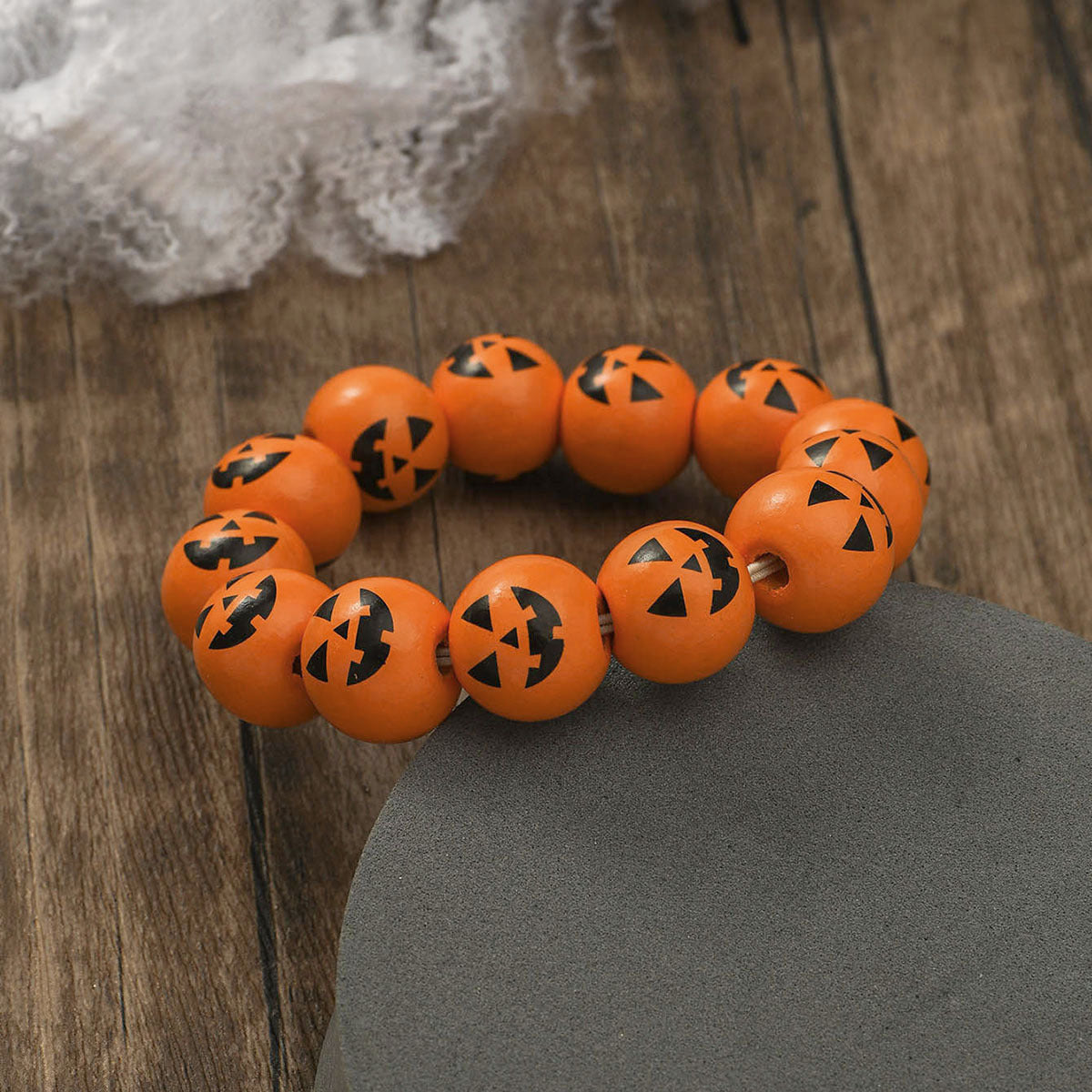 Personalized Fashion Pumpkin Spider Printed Beaded Bracelet