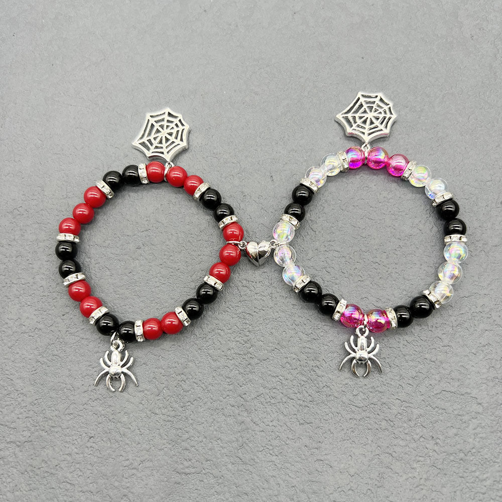 Halloween Couple Bracelet Red And Black Beaded