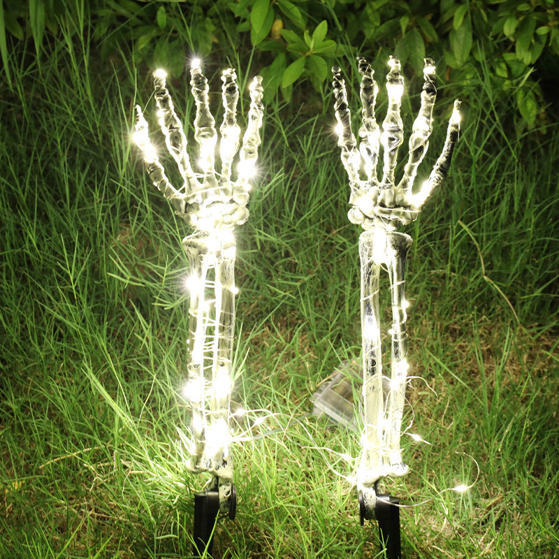 LED Light-emitting Skeleton Skull and Hand Halloween Garden Decoration