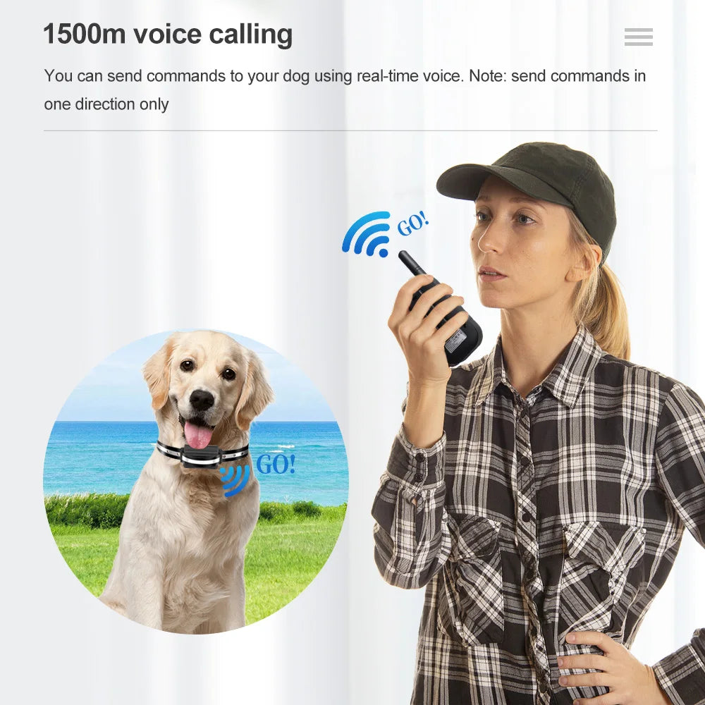 1500m Electric Dog Training Collar with Voice Walkie-Talkie