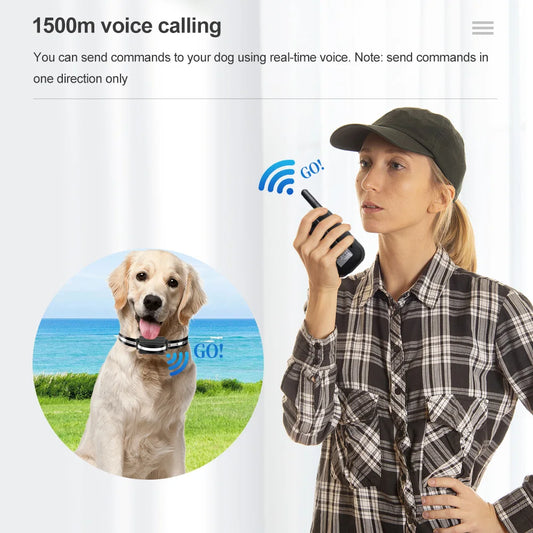 1500m Electric Dog Training Collar with Voice Walkie-Talkie