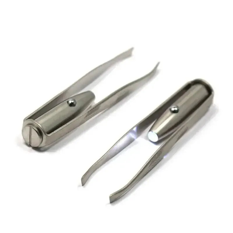 Stainless Steel Precision Eyebrow Tweezers with LED Light