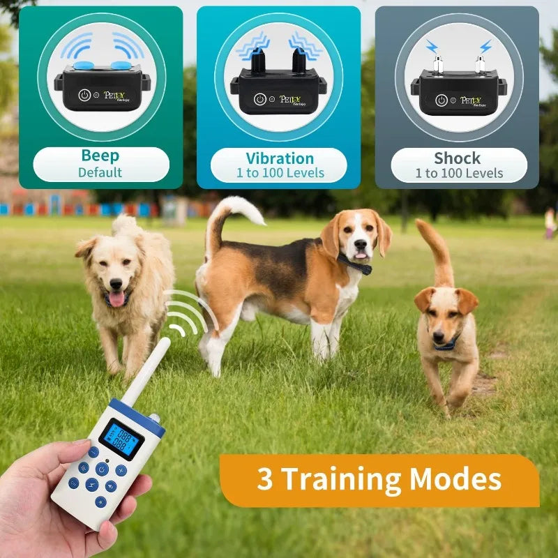 Automatic Bark Collar with Remote - 2-in-1 Dog Training Collar (3 - Collars for 3 Dogs)