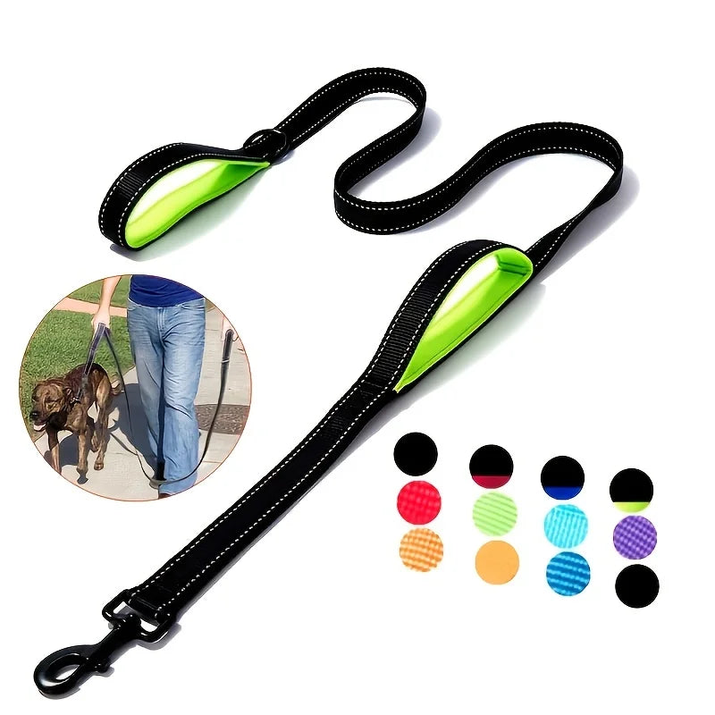 Heavy-Duty Double-Handle Nylon Dog Leash for Training and Control