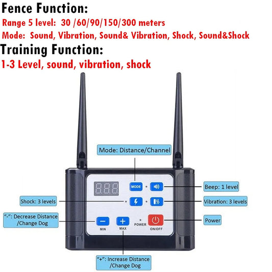 990 Yards 2-in-1 Wireless Pet Dog Fence and Remote Training Collar