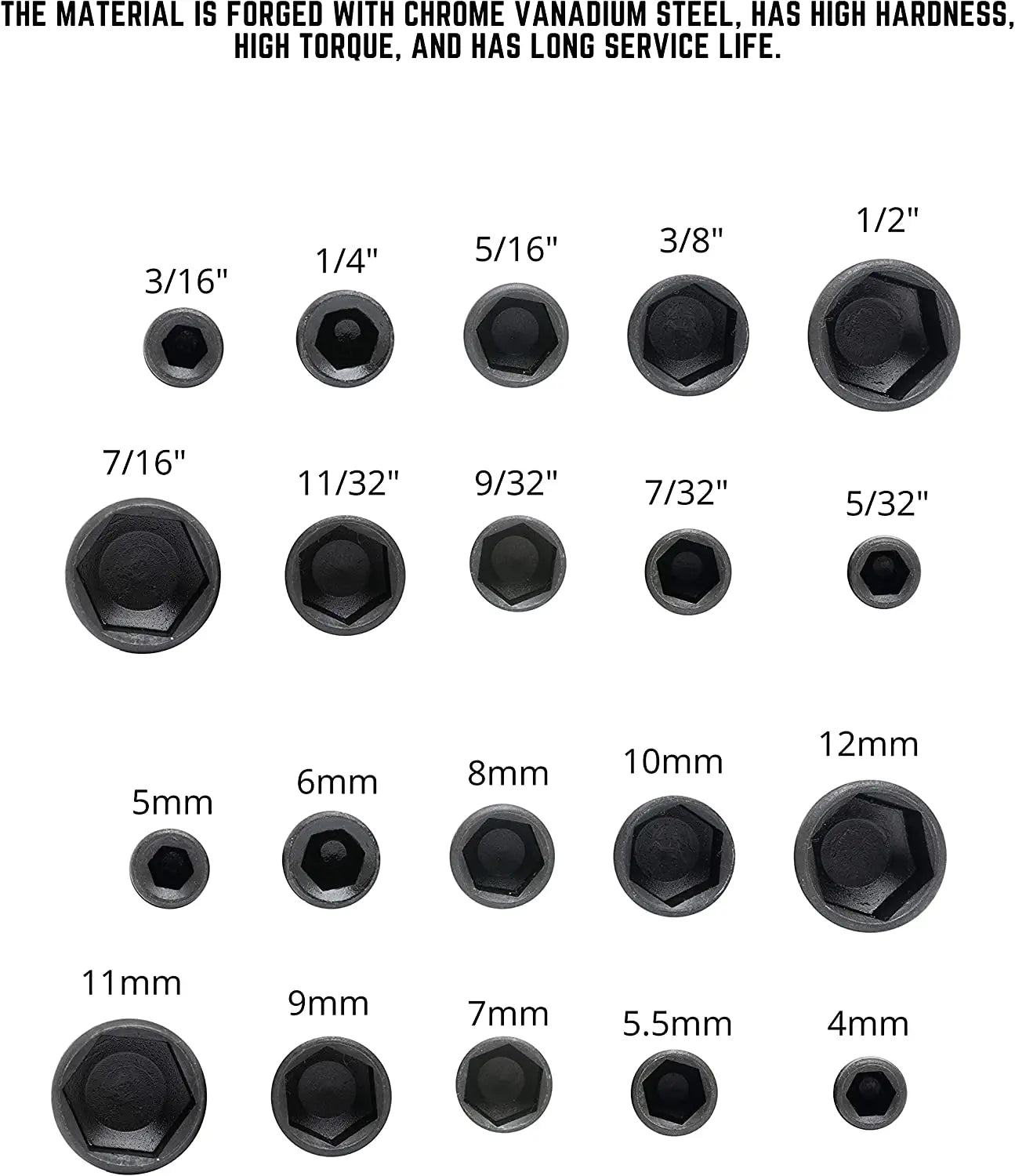 9 - Piece set 5mm-13mm Hex Sockets