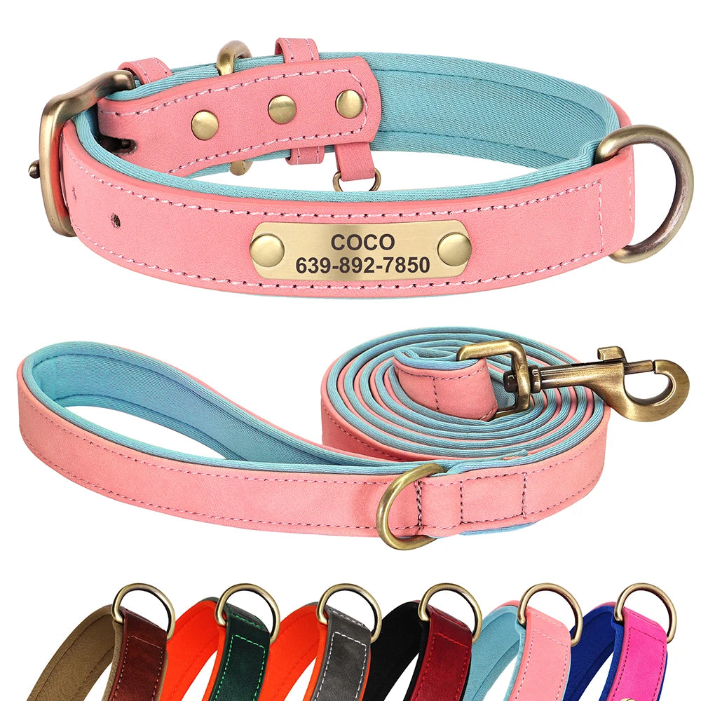 Personalised Dog ID Collar and Leash Set