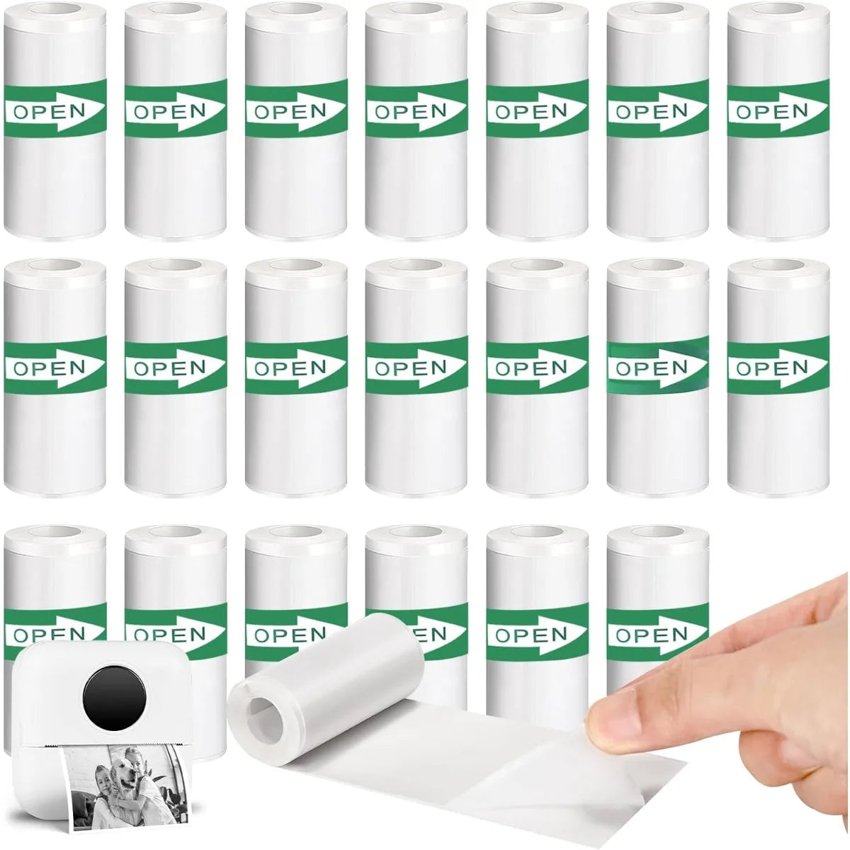 20-Pack Mini Thermal Self-Adhesive Printer Paper Rolls (5.7cm x 2.5cm)