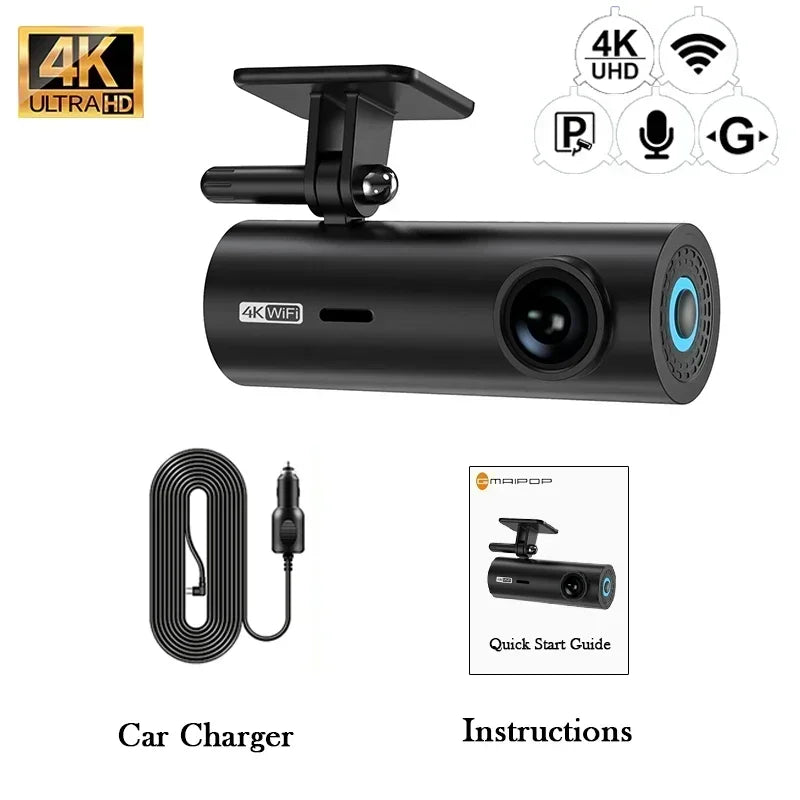 4K Car Dash Cam DVR Recorder with Wi-Fi & APP Control