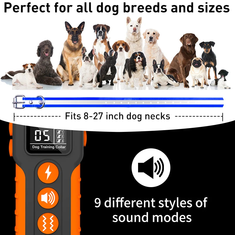 3300 ft Rechargeable & Waterproof Dog Shock Collar with Remote (1 Remote - 2 Collars for 2 Dogs)