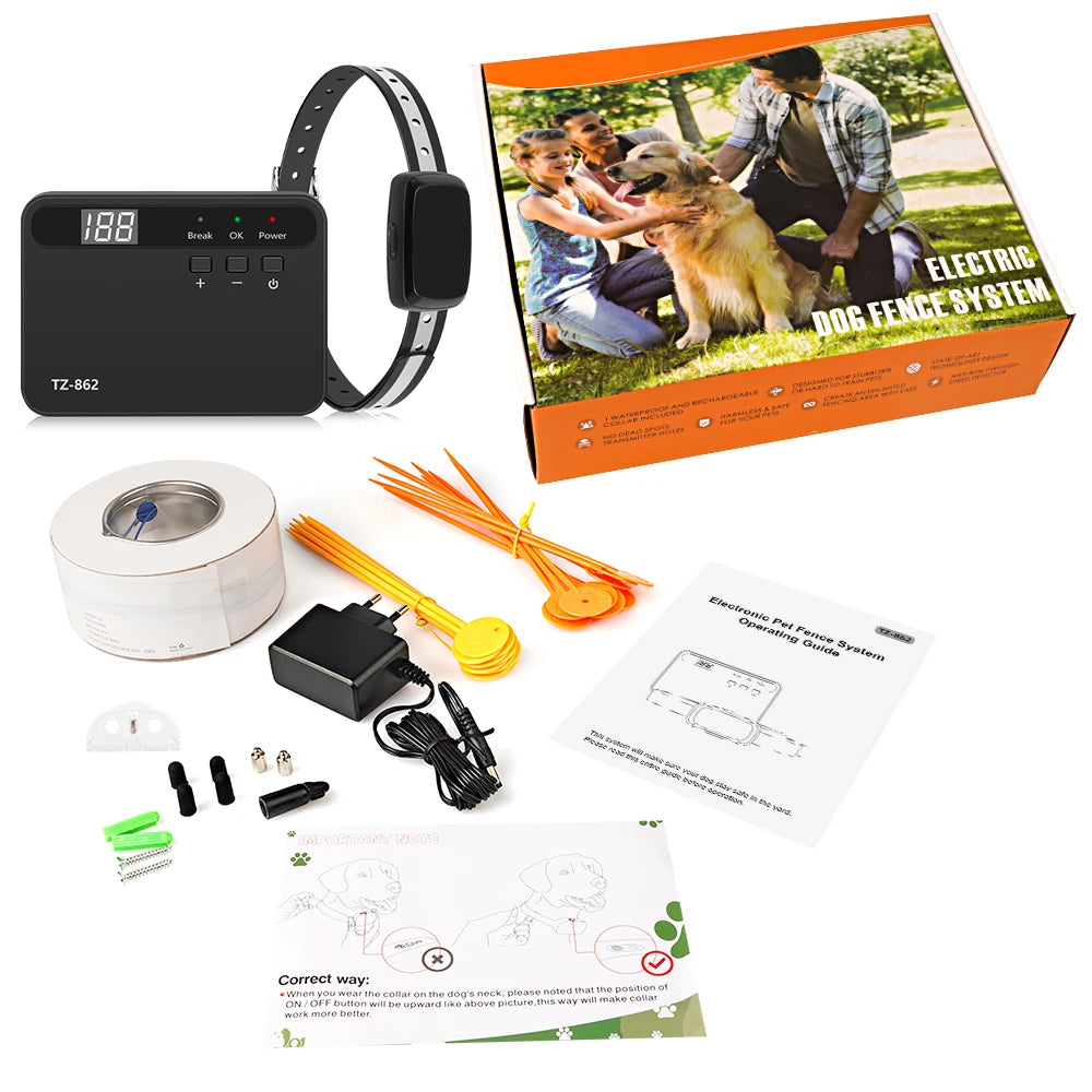 Pet Fence In-Ground Electric Dog Fence System with Waterproof Rechargeable Training Collar