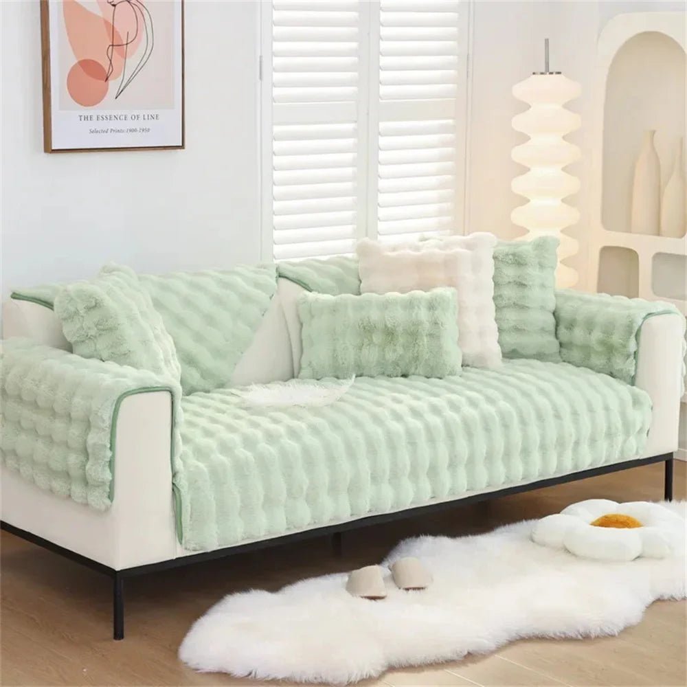 Luxurious Rabbit Plush Sofa Cover