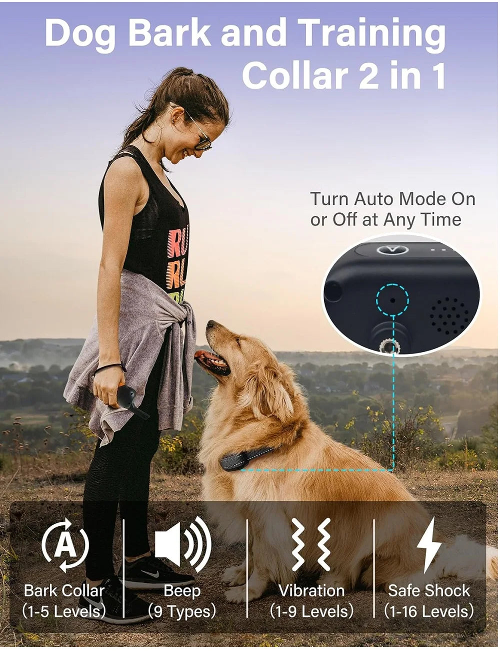 Dog Training Collar with Remote (2-in-1 Bark Collar & Training Collar)