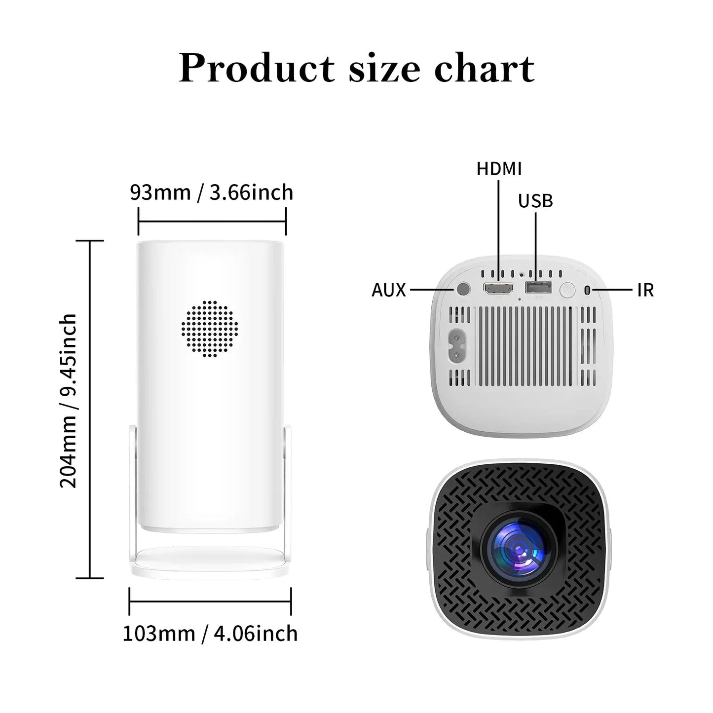 Smart Mini Portable Projector with Android 11, WiFi 6, and Bluetooth 5.0