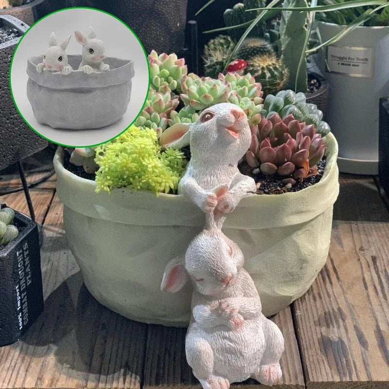 Rabbit Green Plant Flower Pot Cactus Succulent Decors For Indoor Plant