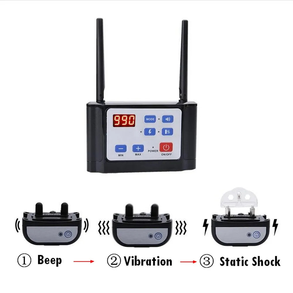 990 Yards 2-in-1 Wireless Pet Dog Fence and Remote Training Collar