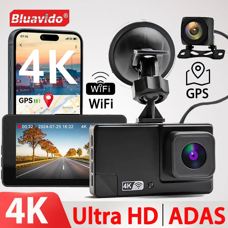 4K Ultra HD Dash Cam Car DVR Dual Camera 4K + 1080P Video Recording