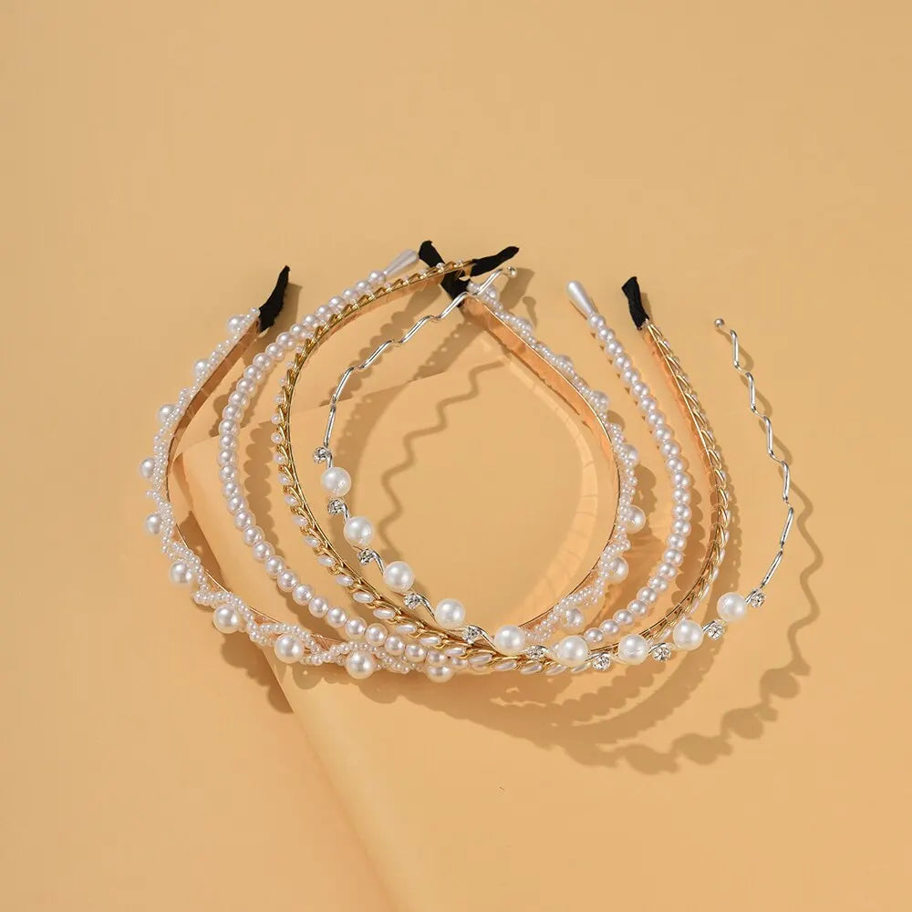 4PCs Set Pearl Hair Band