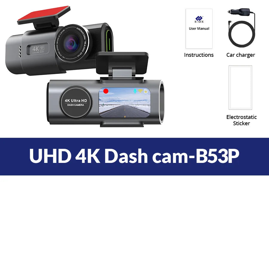 Dash Cam Dual Lens 4K UHD Recording Car Camera DVR