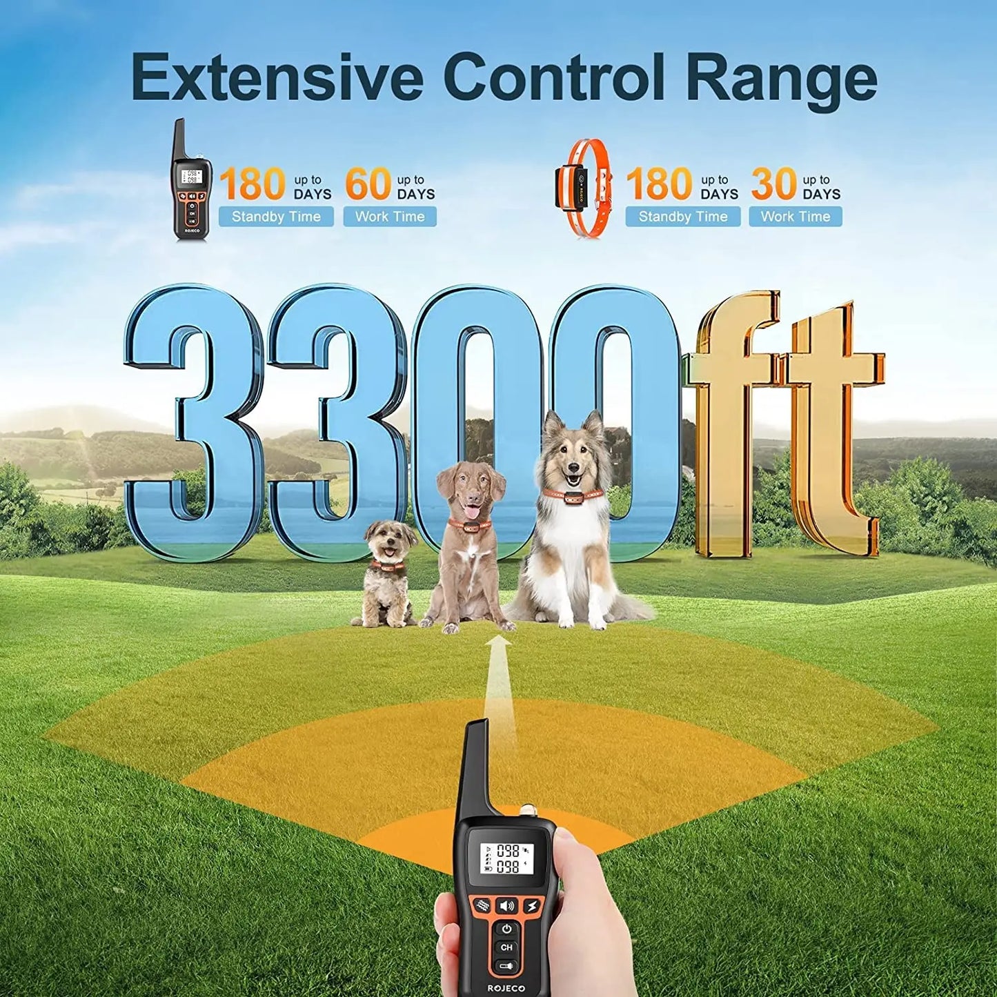 1000m Remote Control Electric Dog Training Collar with Rechargeable Battery 