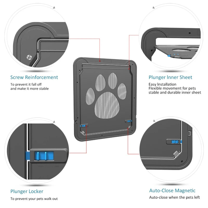 Dog Cat Screen Door with Lockable Self-Closing Function