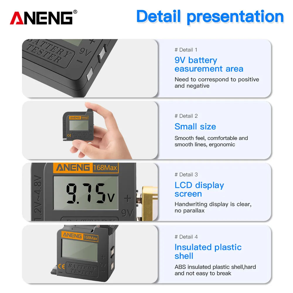 168Max Digital Lithium Battery Tester