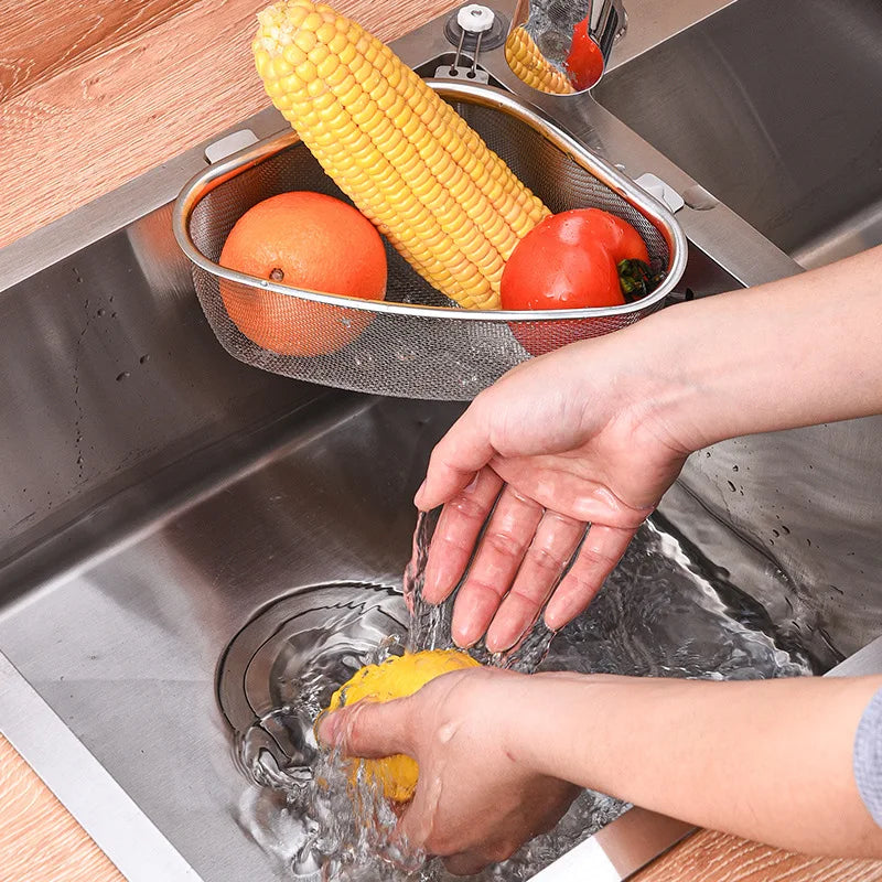 Kitchen Sink Drain Stainless Steel Basket Triangle Strainer