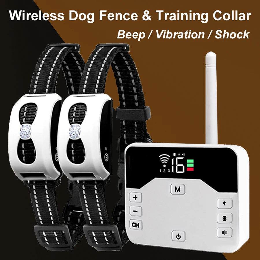 2-in-1 Wireless Dog Fence System & Remote Training Collar