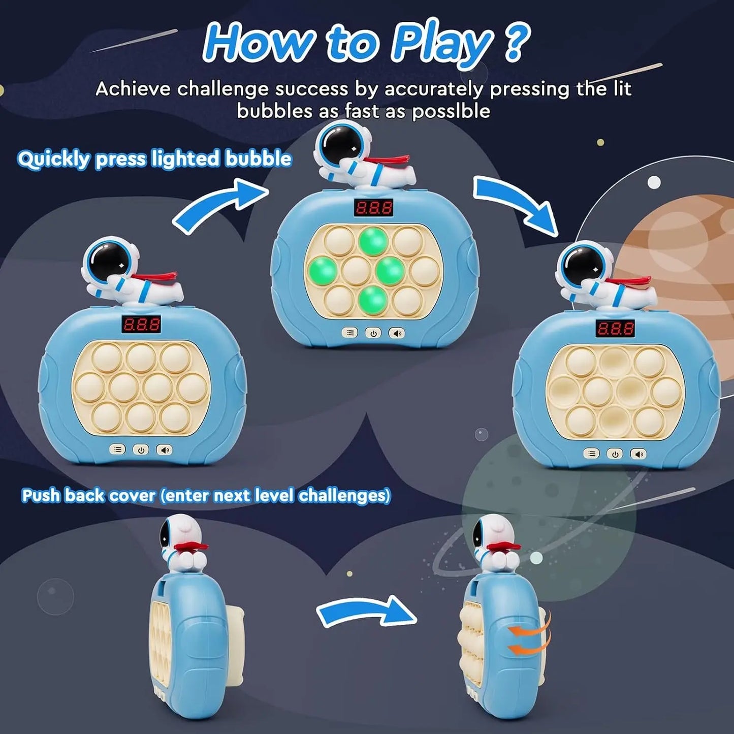 Quick Push Pop-Up Fidget Bubble Electronic Game