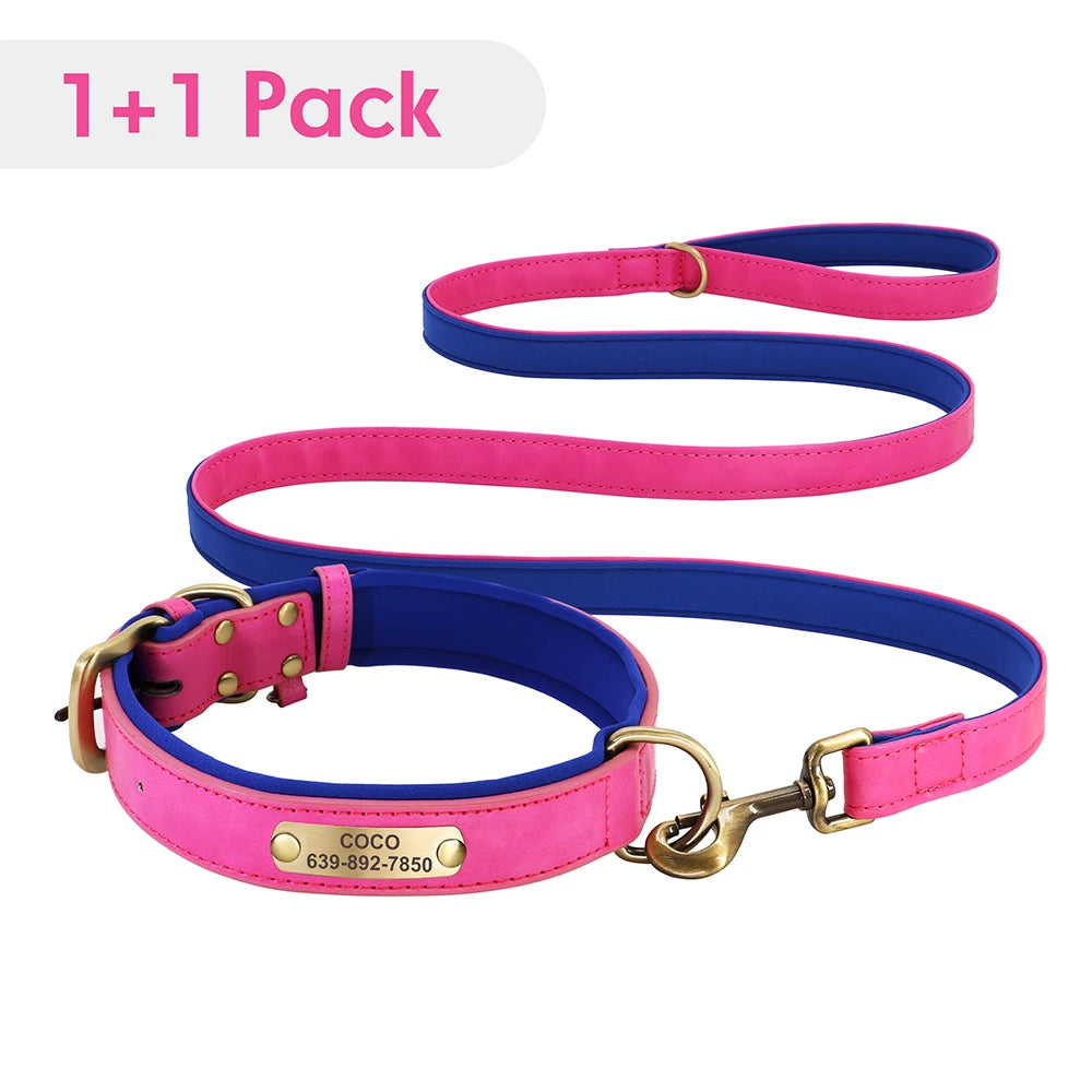 Personalised Dog ID Collar and Leash Set