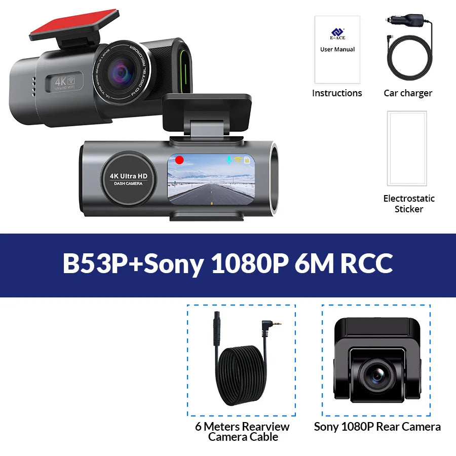 Dash Cam Dual Lens 4K UHD Recording Car Camera DVR