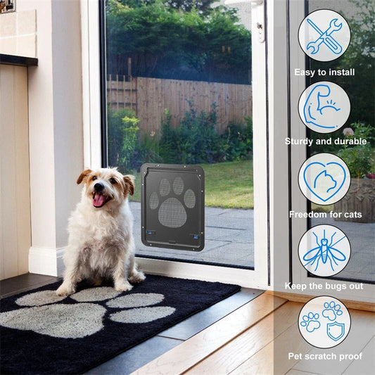 Dog Cat Screen Door with Lockable Self-Closing Function