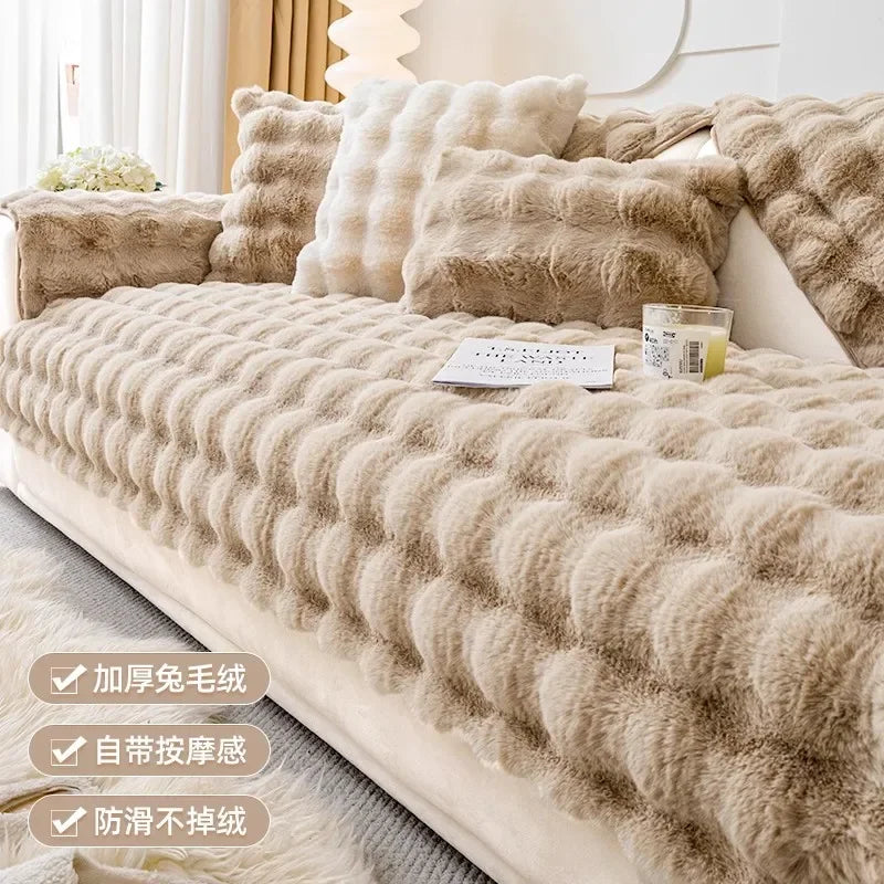 Luxurious Rabbit Plush Sofa Cover