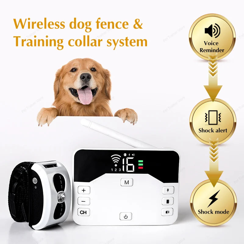 2-in-1 Electric Pet Wireless Fence and Training Collar System