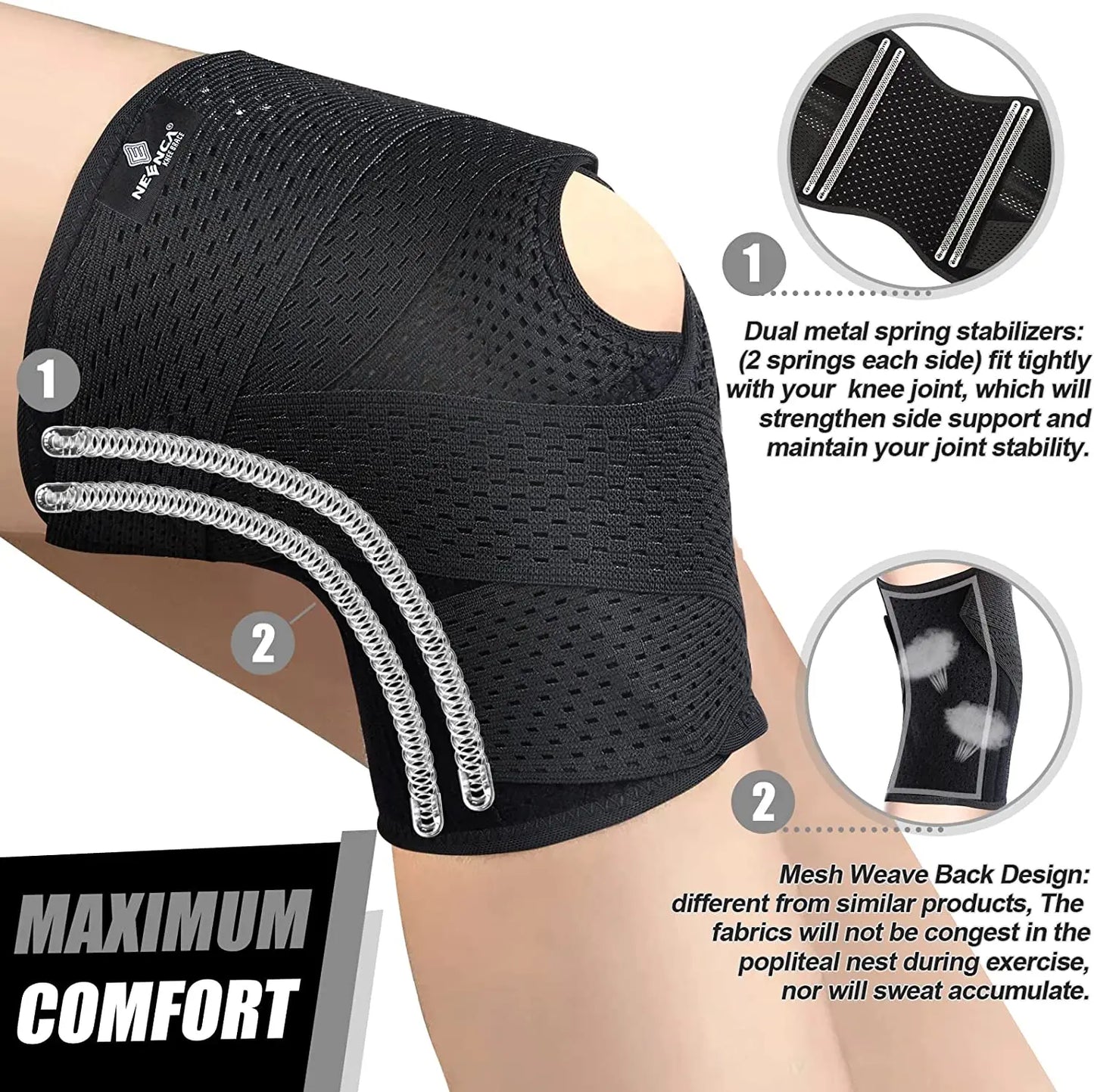 Breathable Knee Pads Support with Side Stabilizers