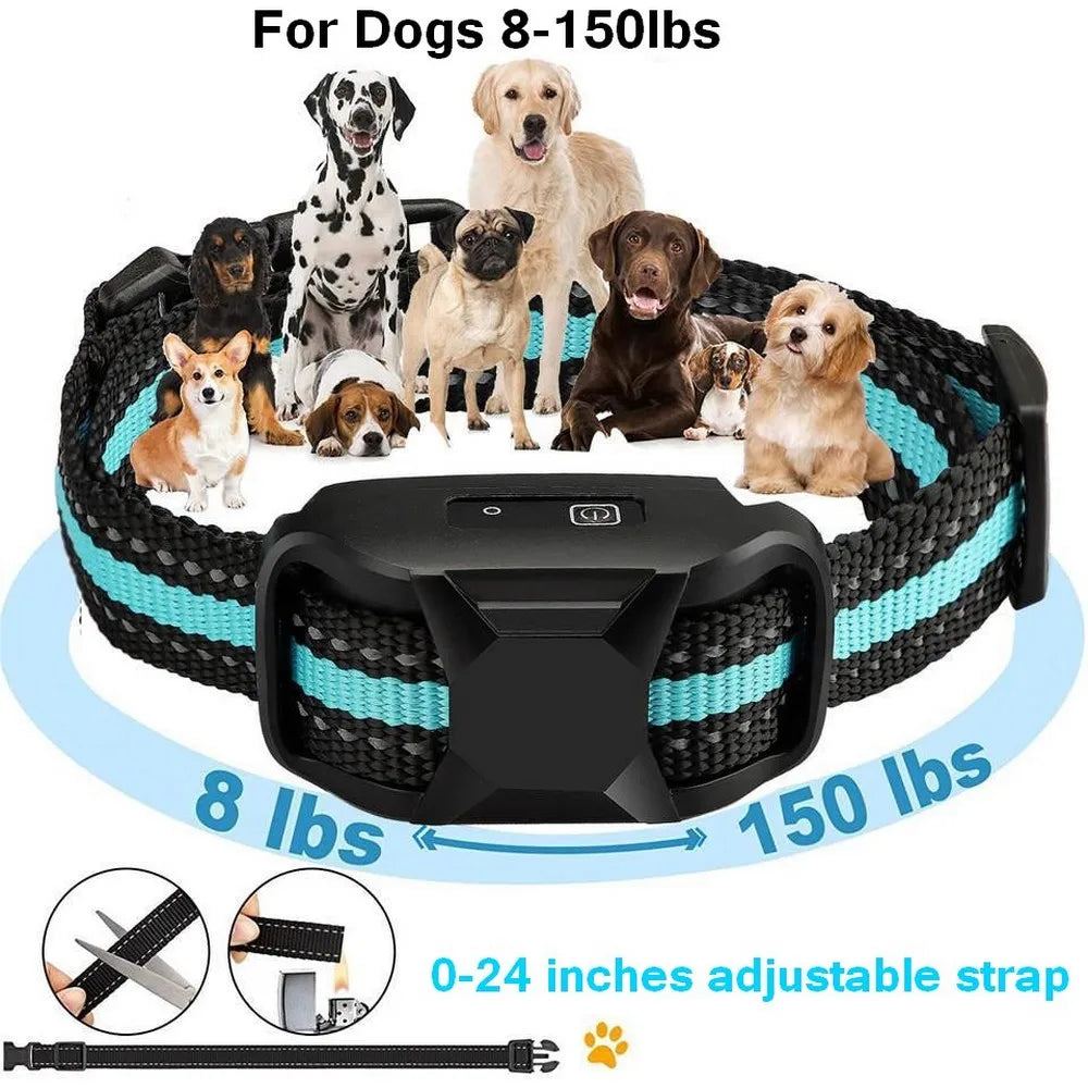 Rechargeable No-Shock Anti-Bark and Waterproof Dog Training Collar with Beep and Vibration Modes