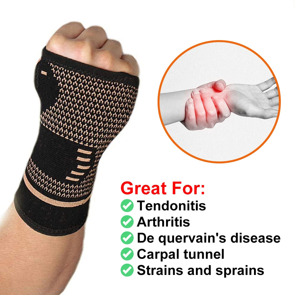 Copper Compression Wrist Sleeve – Sports and Arthritis Support