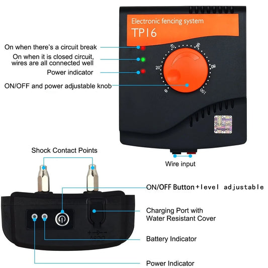 TP16 Pet Fence System with Rechargeable Waterproof Training Collar