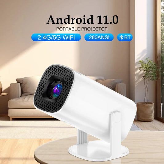 Smart Mini Portable Projector with Android 11, WiFi 6, and Bluetooth 5.0